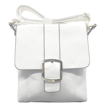 Bessie London - CLASSIC FLAP OVER BUCKLE CROSS BODY BAG: GREY