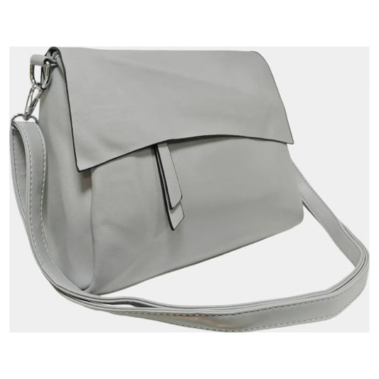 Super Soft Silver-toned Flap Over Shoulder Bag Messenger Bag: Navy