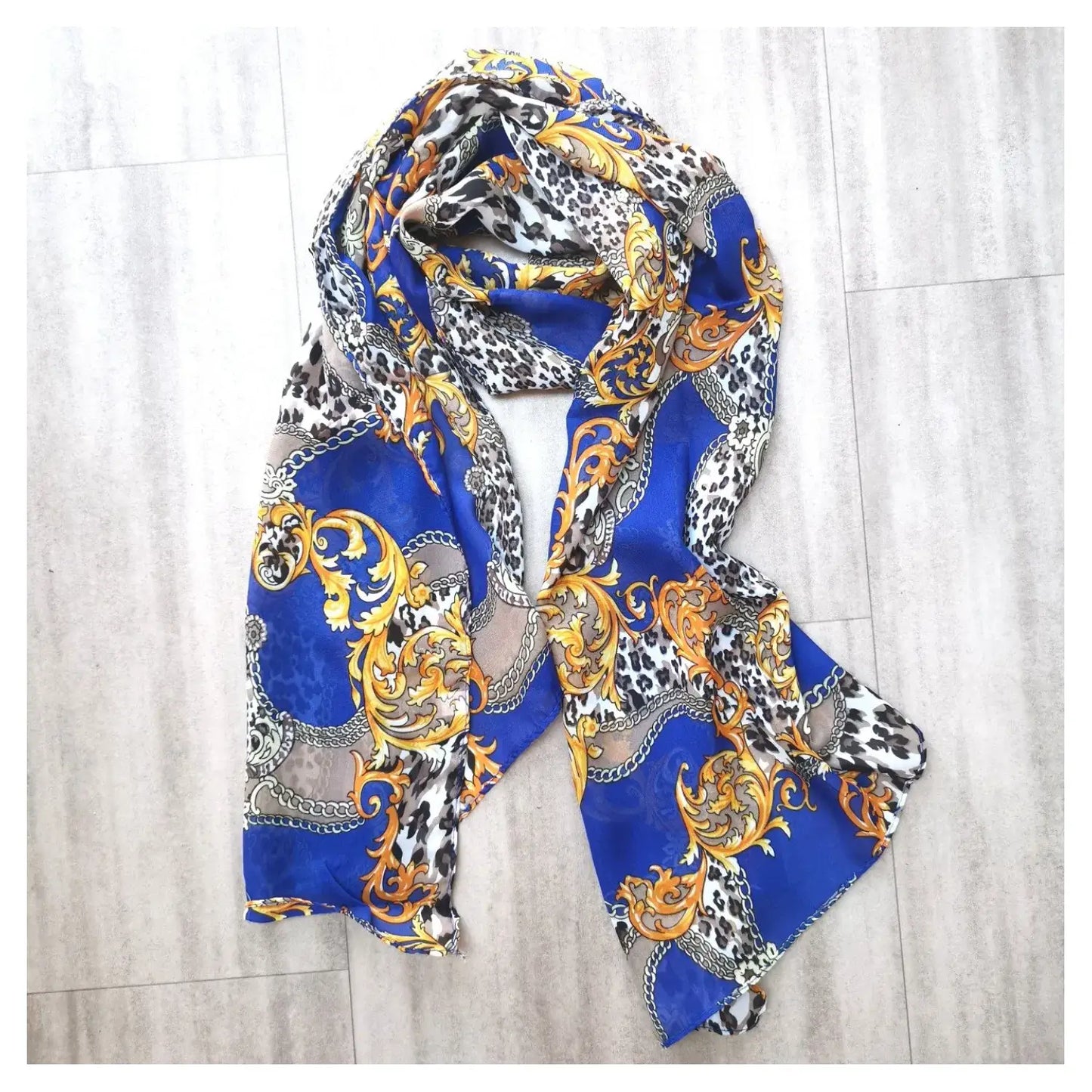 Superbia - Small Light Weight Patterned Chiffon Neck Scarf : Red