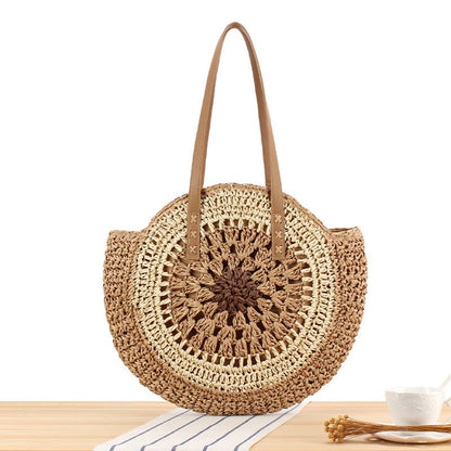 Superbia - Large Multicolor Eyes Patterns Straw Bag Shoulder Bag-CL-32: Brown