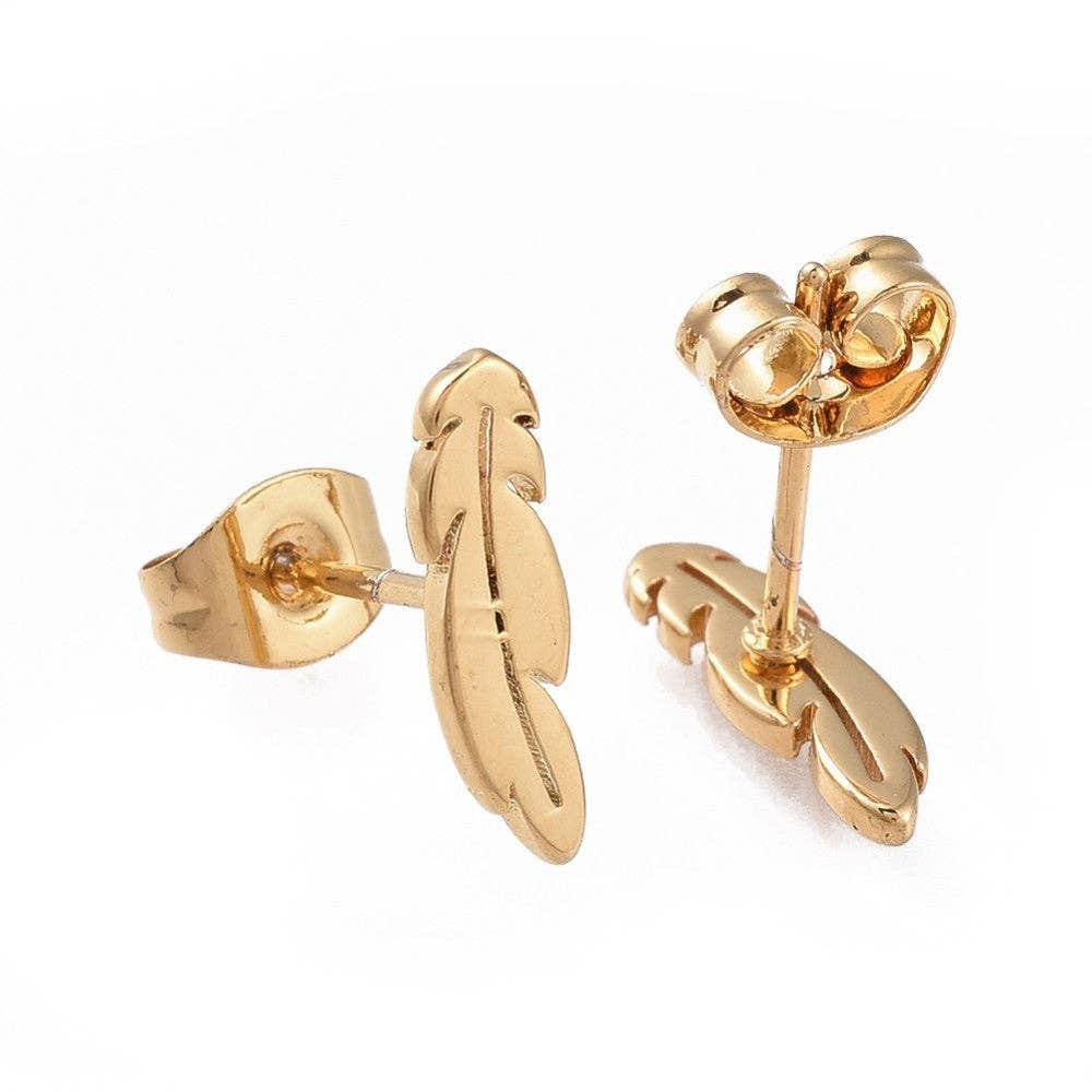 WishStrings - SALE - Golden Feathers - Stud Earrings - S077