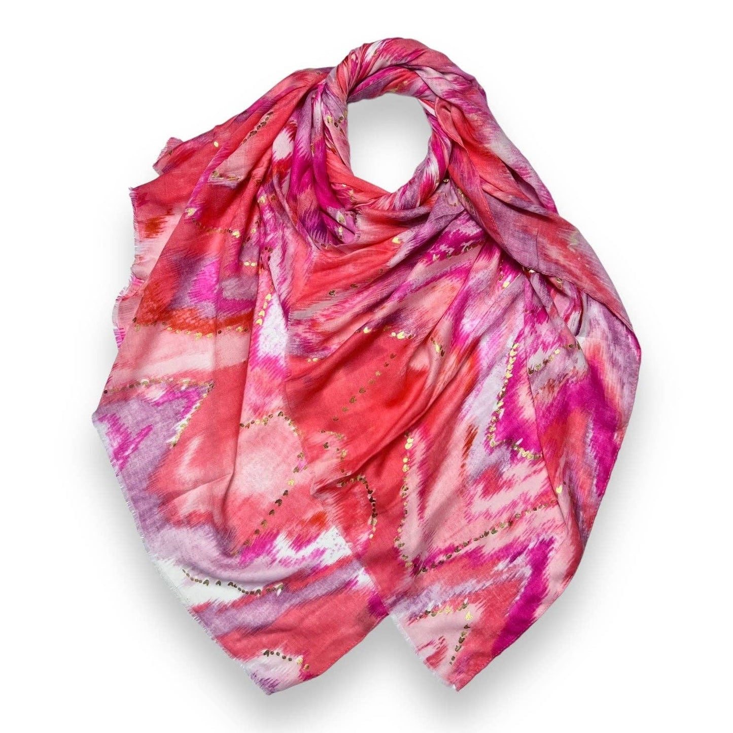 Lili Scarves - Colourful Wave Scarf Finished with Fringes: Purple
