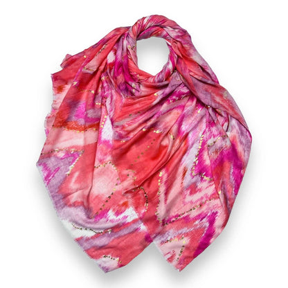 Lili Scarves - Colourful Wave Scarf Finished with Fringes: Purple