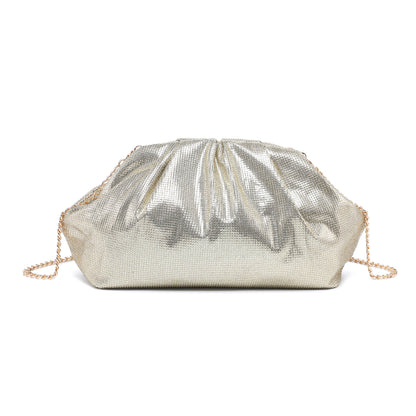 Kiss Clasp Soft Shimmery Cross Body Bag: Gold