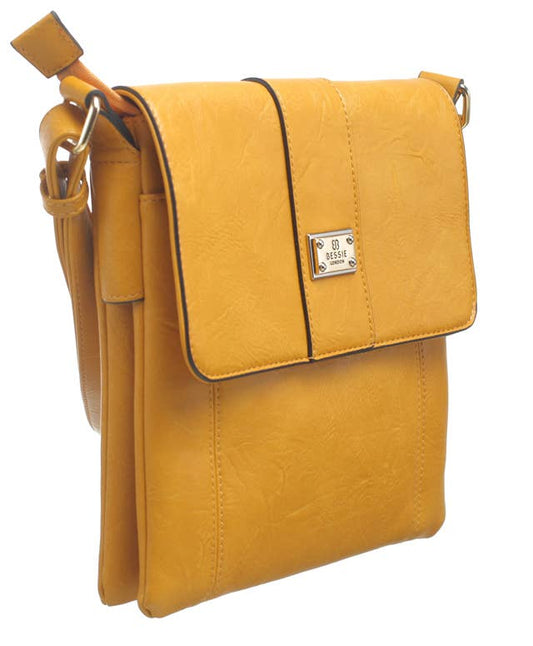 Bessie London - TWO-POCKET BESSIE CROSS BODY BAG: GREY