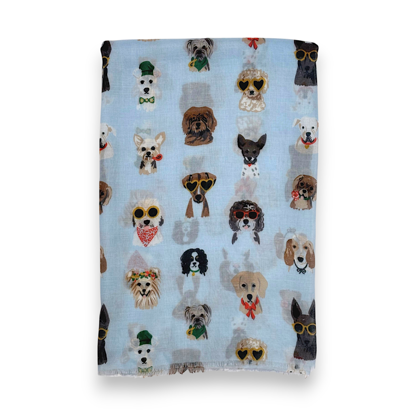 Lili Scarves - Summer Dogs Wearing Accessories Print Scarf: Cream