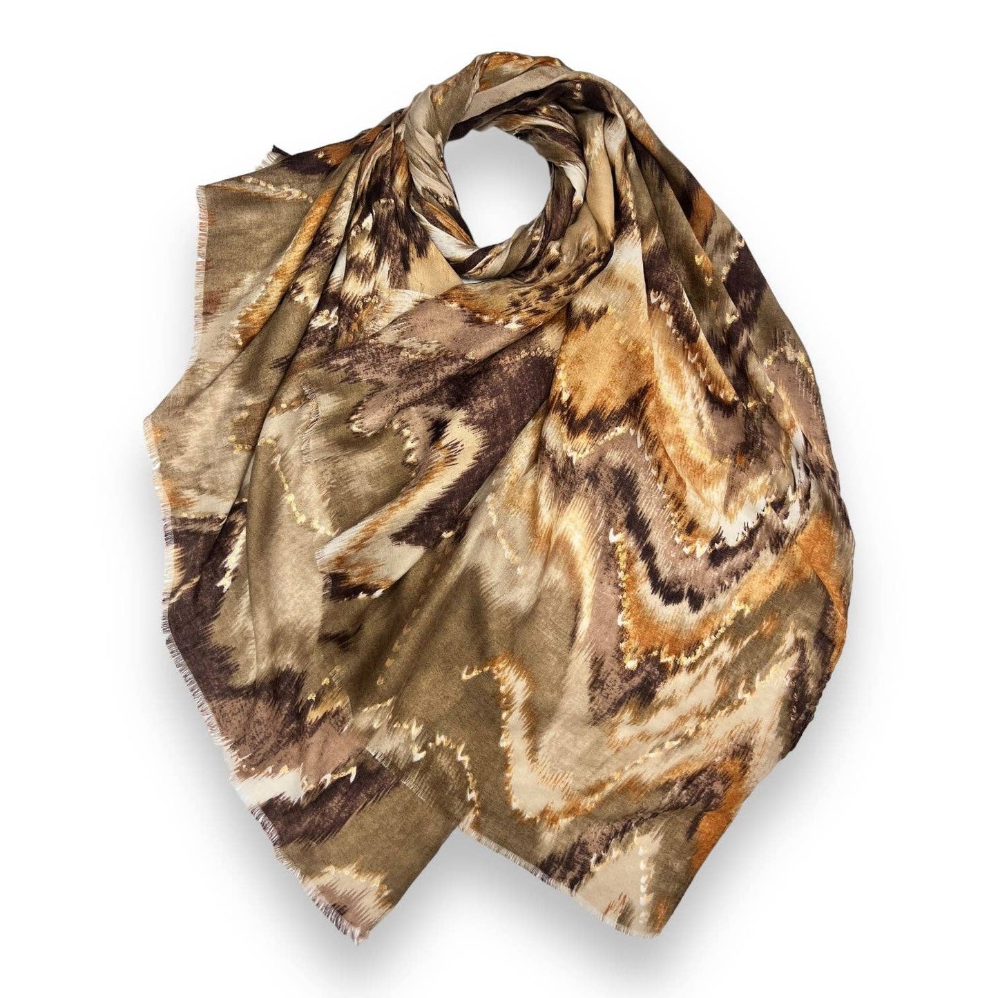 Lili Scarves - Colourful Zigzag Print with Small Flakes: Pink