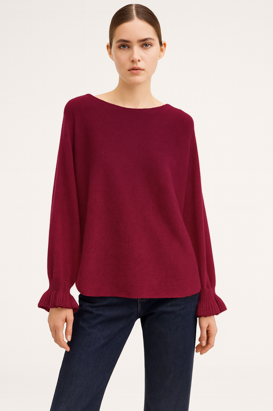 Lucy Sparks - Knit jumper with frill cuffs: Black