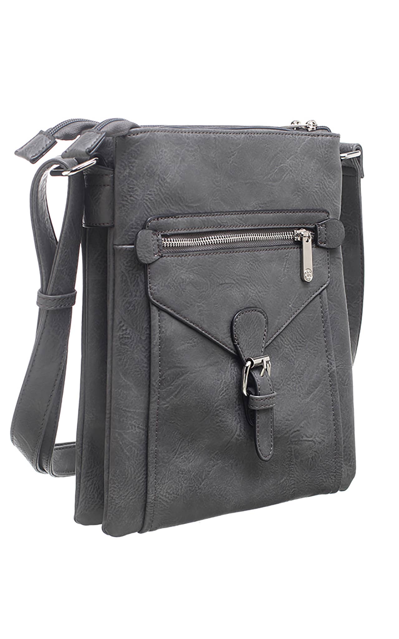 Bessie London - 3 Pocket Messenger Bag: PURPLE