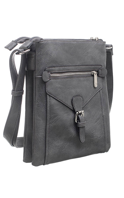 Bessie London - 3 Pocket Messenger Bag: PURPLE