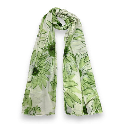 Lili Scarves - Big Daisy Print Scarf: Blue