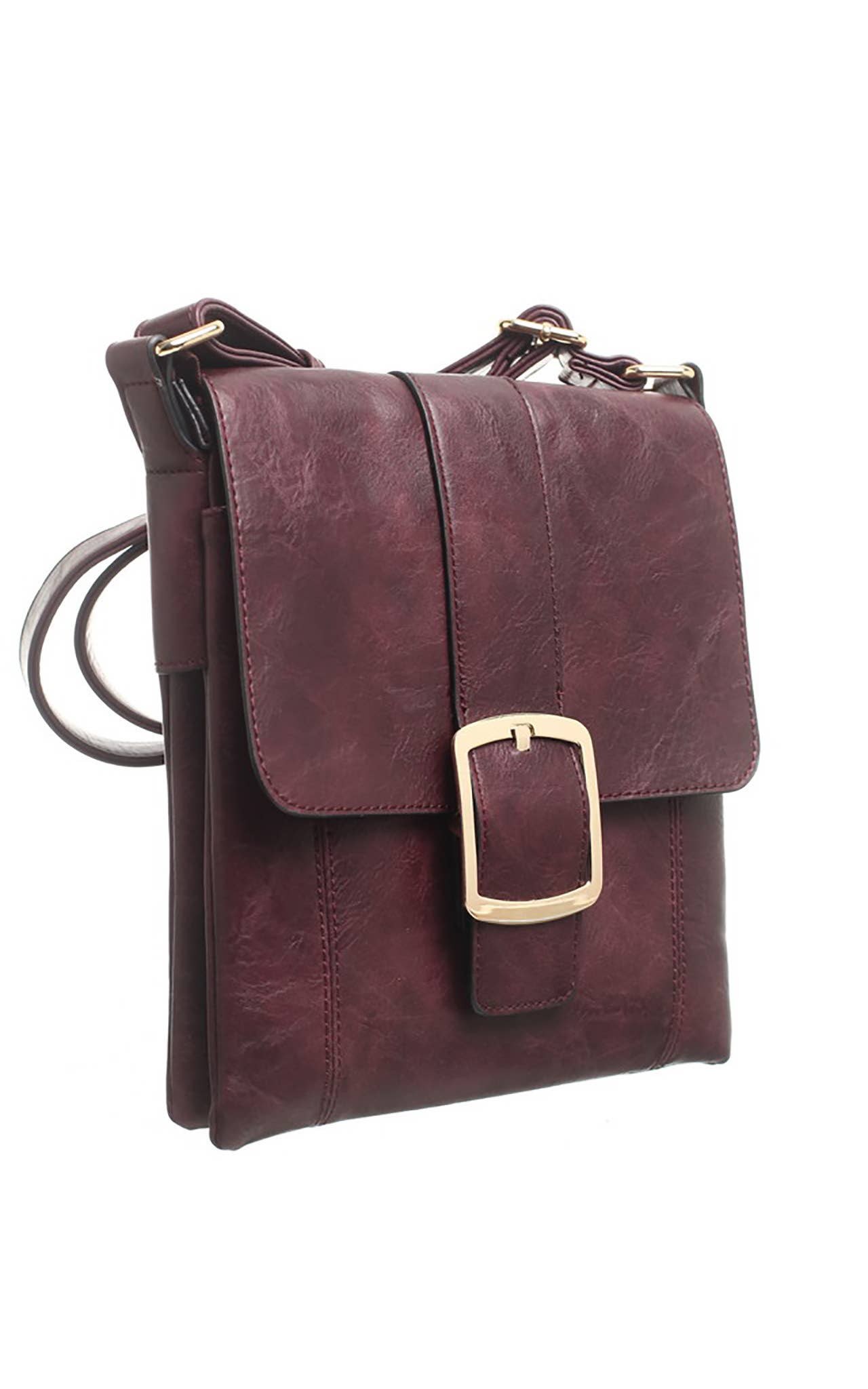 Bessie London - CLASSIC FLAP OVER BUCKLE CROSS BODY BAG: GREY