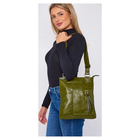 Superbia - Superbia Classic Front Pocket Messenger Bag Cross Body 9130: Green