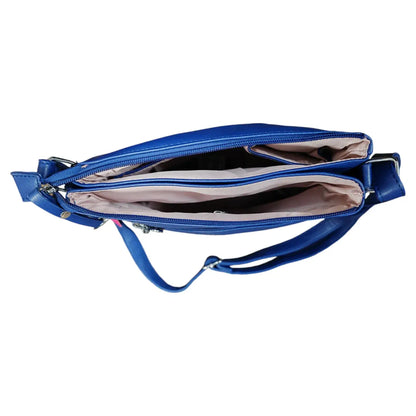 Soft Pu Silver-toned Cross Body Bag Shoulder  -Blue