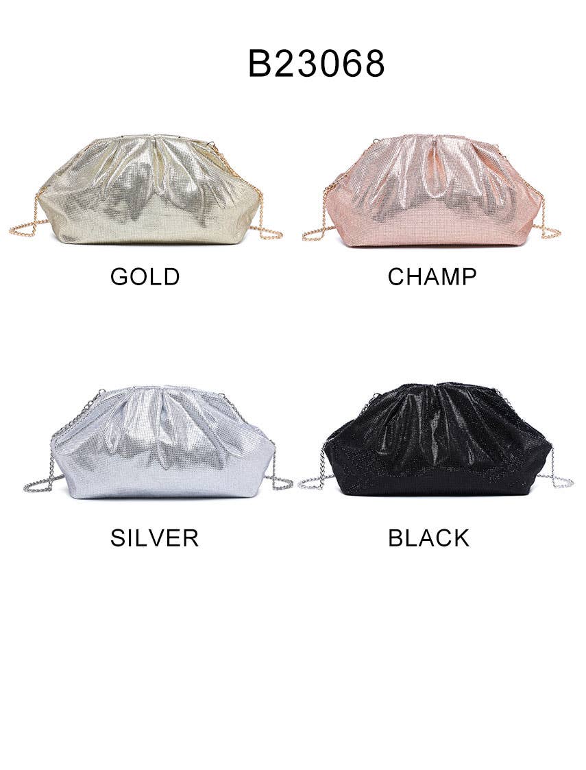 Kiss Clasp Soft Shimmery Cross Body Bag: Gold