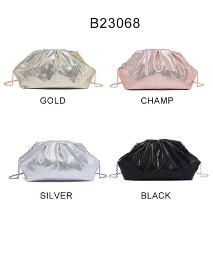 Kiss Clasp Soft Shimmery Cross Body Bag: Gold