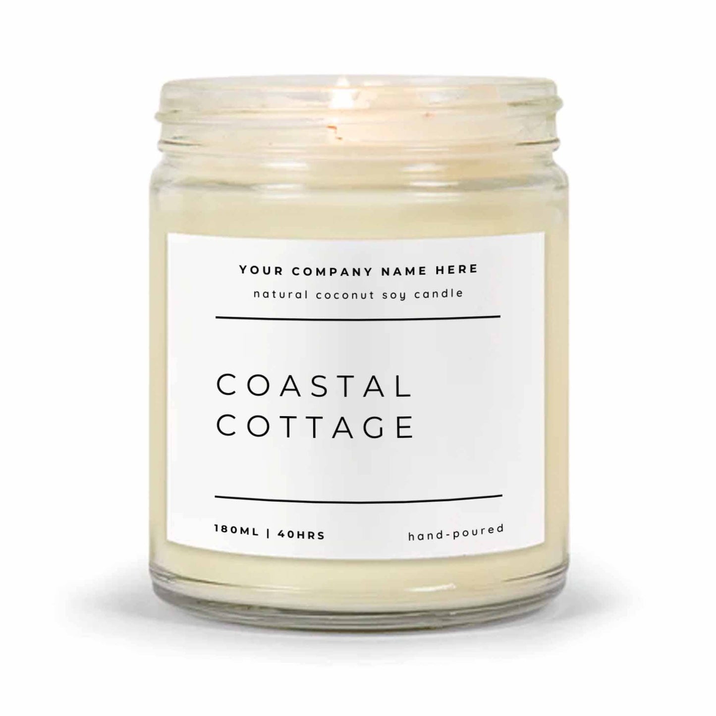 Candle Drop - Clear Jar | Personalised Hand-Poured Natural Soy Candle: Vanilla / 300ml