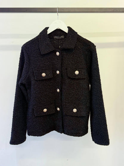 ANGELEYE - Boucle Jacket in Black with Gold Buttons: One Size