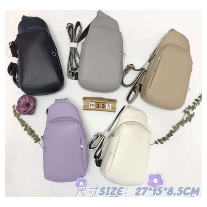 Soft Medium Size 2 Zips Side Pockets Sling Bag Chest Bag: Black