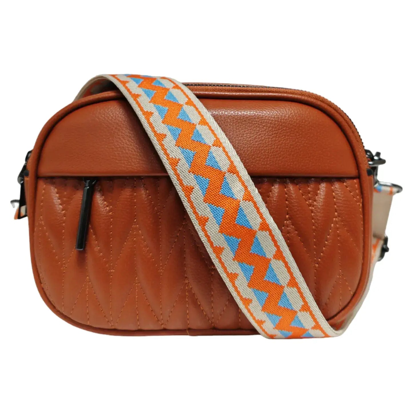 Superbia - Double Zipper Quilted Camera Bag Cross Body Bag Pewter: Teal