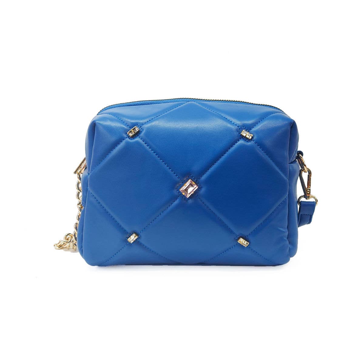 Crossbody with quilted check pattern and diamantes: Clay