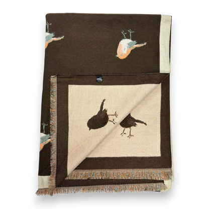 Lili Scarves - Robin Reversible Cashmere Blend Embroidered Print Winter Scarf: Burgundy