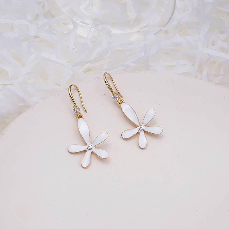 White Fairy Flower Earring Retro Party Hooks - Simple & Cute