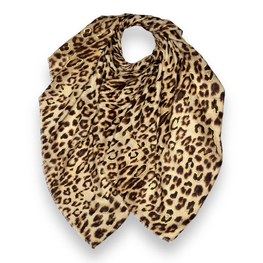 London Scarves - Leopard printed scarf with golden lines : Classic