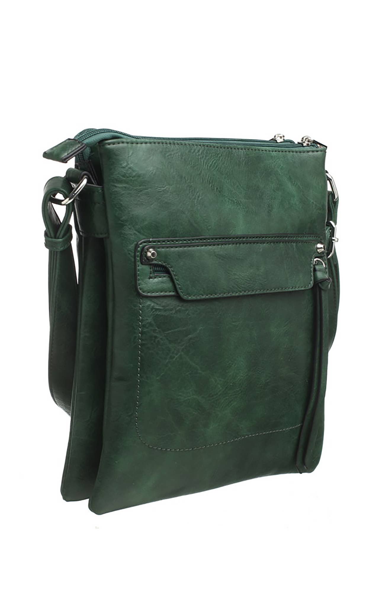 Bessie London - CLASSIC ZIPPER CROSSBODY BAG: BLUE