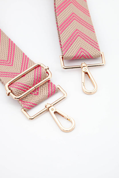 Sarta Accessories - Woven Two Tone Chevron Print Bag Strap in Pink: One-size