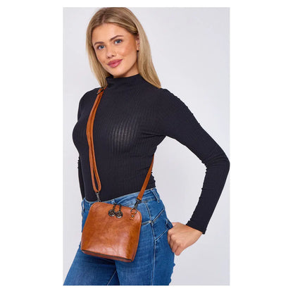 Superbia - Superbia Pewter Hardware Small Box Zip Around Cross Body Bag: Navy