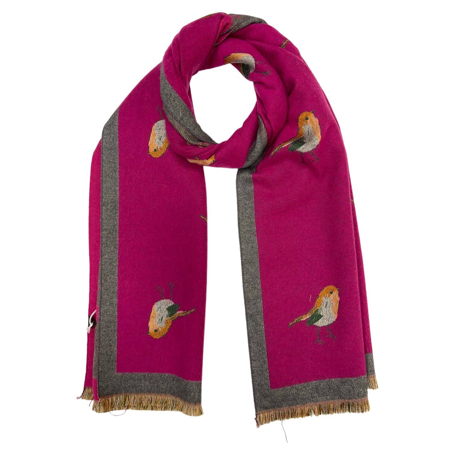 Lili Scarves - Robin Reversible Cashmere Blend Embroidered Print Winter Scarf: Navy
