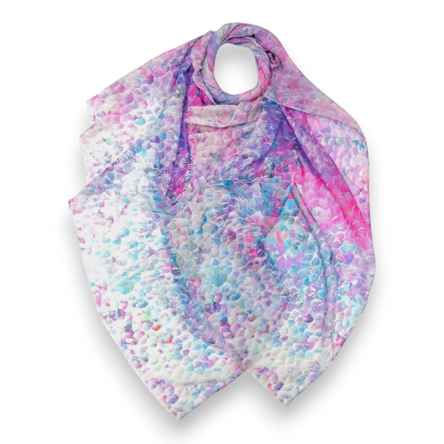 Lili Scarves - Vibrant Mosaic Print Scarf: Blue