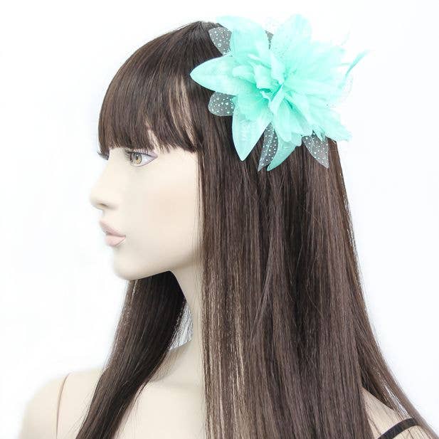 Inca UK - Style Molly. Aqua Flower Fascinator On A Clear Comb