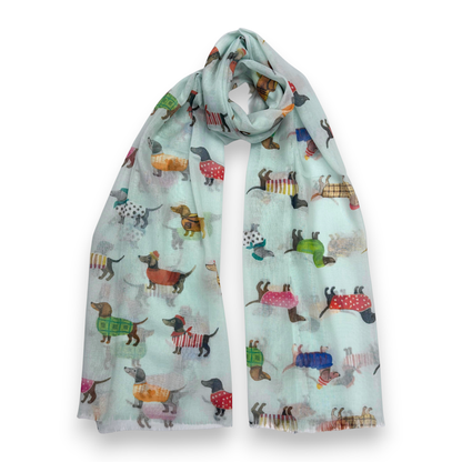 Lili Scarves - Fashion Dogs Digital Print Scarf: Mint