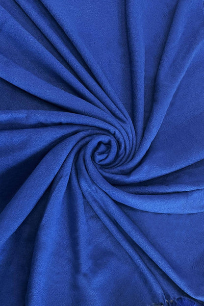 Fashion Scarf World - Plain Wool Pom Pom Scarf: Navy Blue