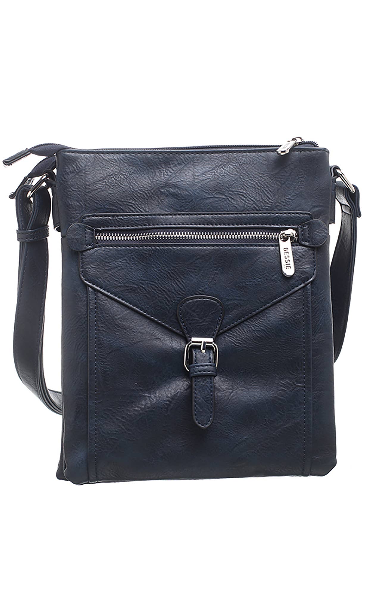 Bessie London - 3 Pocket Messenger Bag: PURPLE