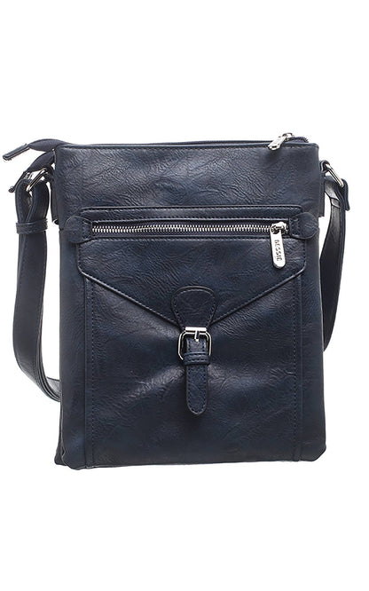 Bessie London - 3 Pocket Messenger Bag: TAN