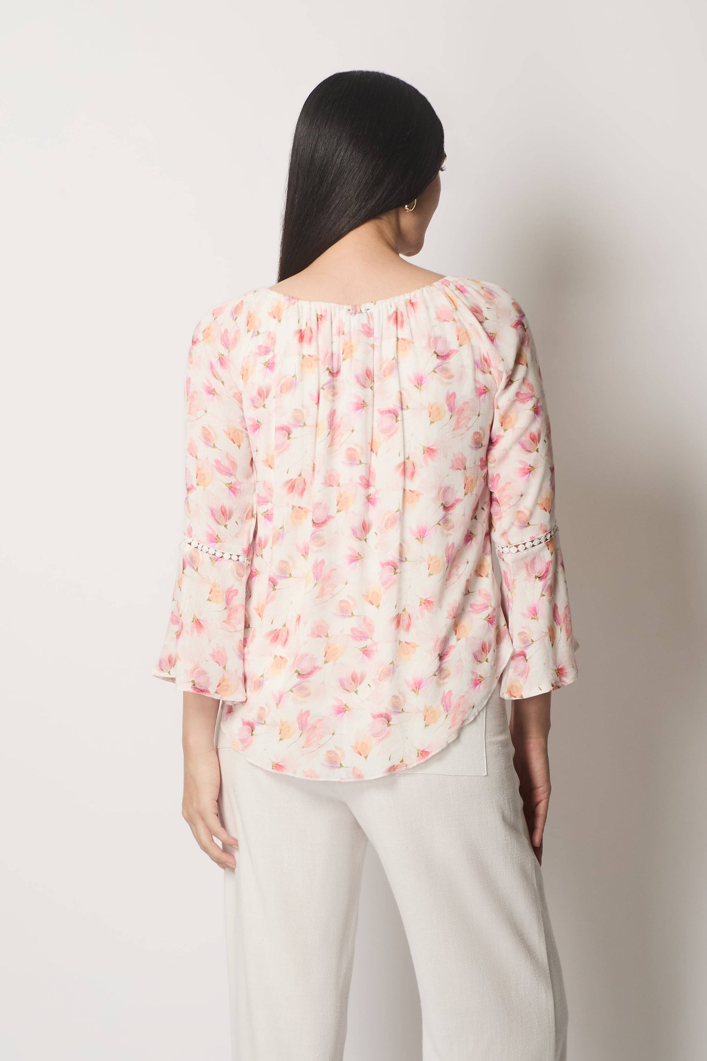 SOLO - Floral Print Layered Top - Pink: 12