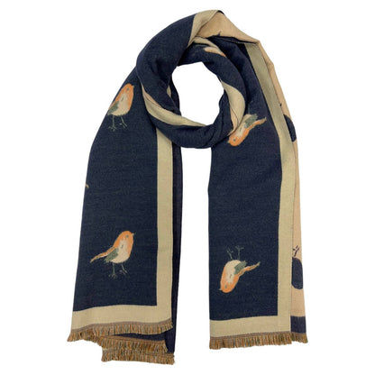 Lili Scarves - Robin Reversible Cashmere Blend Embroidered Print Winter Scarf: Burgundy