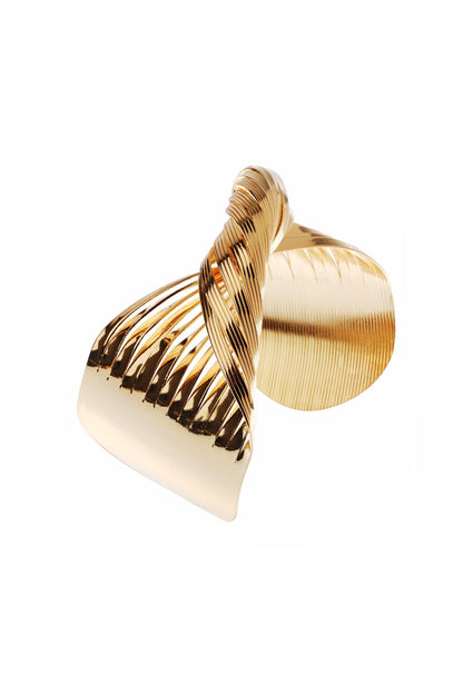 Oceanic Jewellers - Majique London - Elegant Twisted Metal Cuff with Sophisticated Texture: 14K Gold
