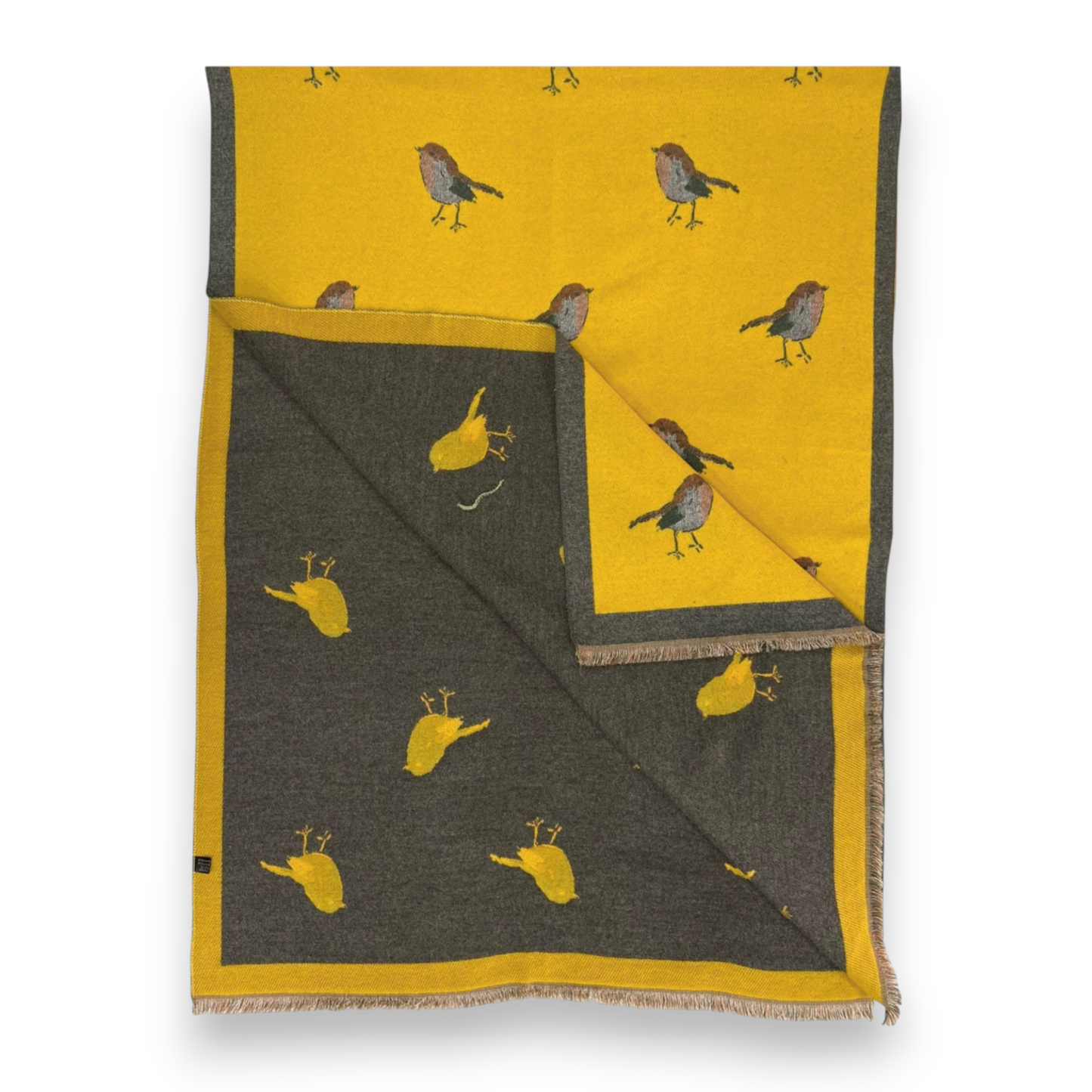 Lili Scarves - Robin Reversible Cashmere Blend Embroidered Print Winter Scarf: Navy