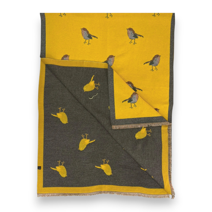 Lili Scarves - Robin Reversible Cashmere Blend Embroidered Print Winter Scarf: Khaki