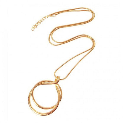 Lovethelinks Ltd - Double Ring Long Statement Necklace: No Thank You / Yellow Gold