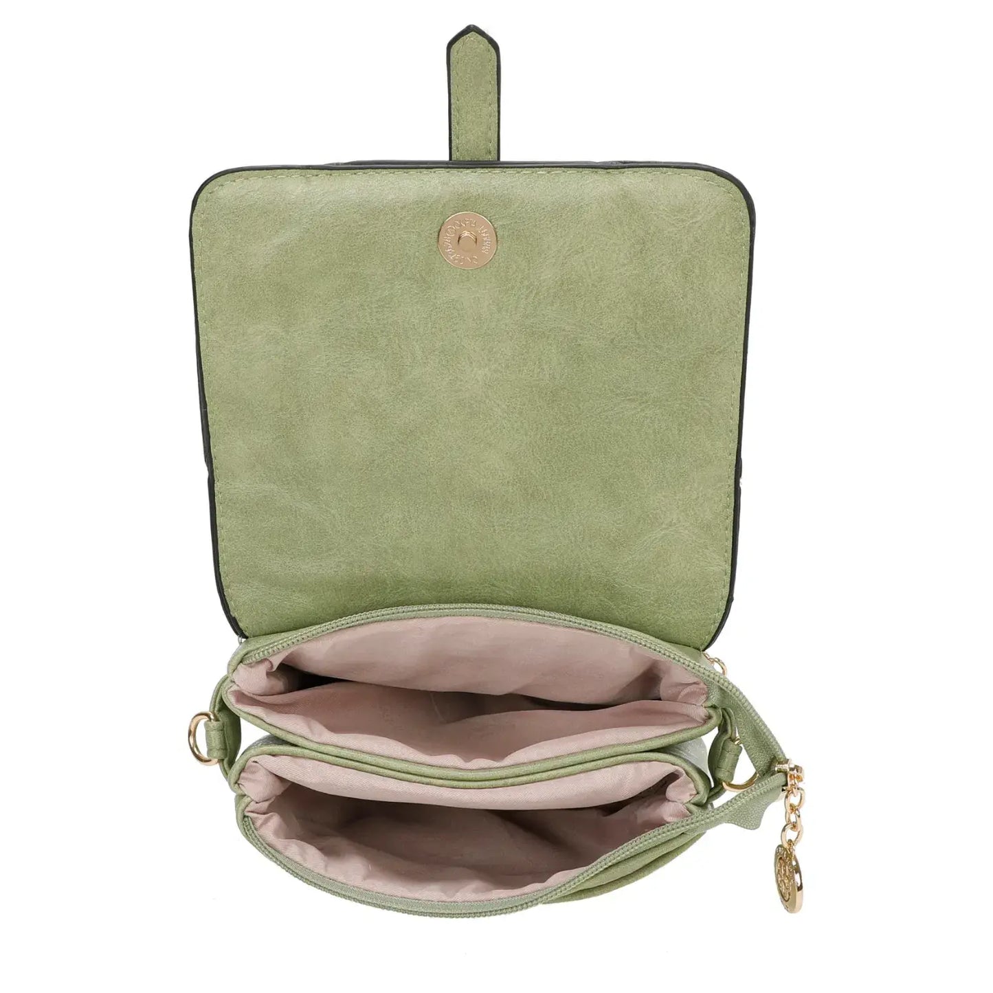 Superbia - Small Front Flap 2 Compartment Cross Body Bag Shoulder Bag: Green
