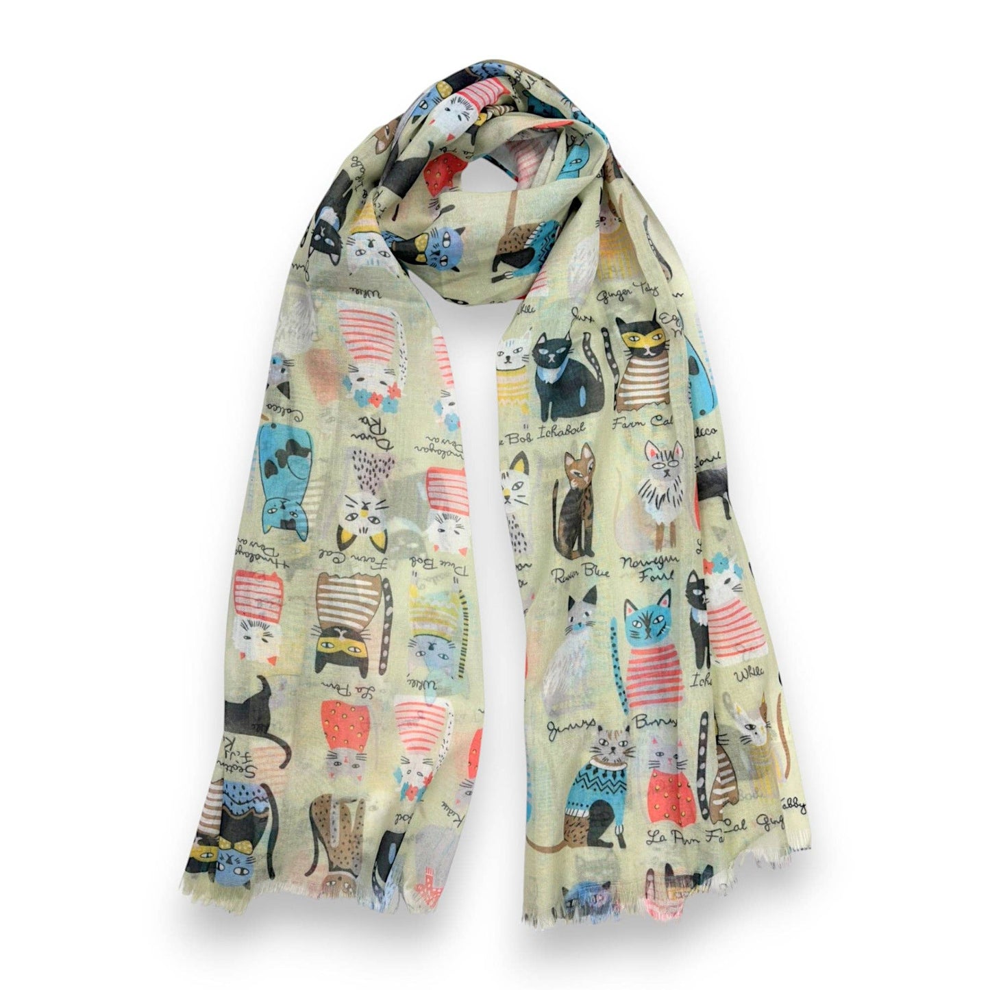 Lili Scarves - Mixed Cat Digital Print Scarf: Black