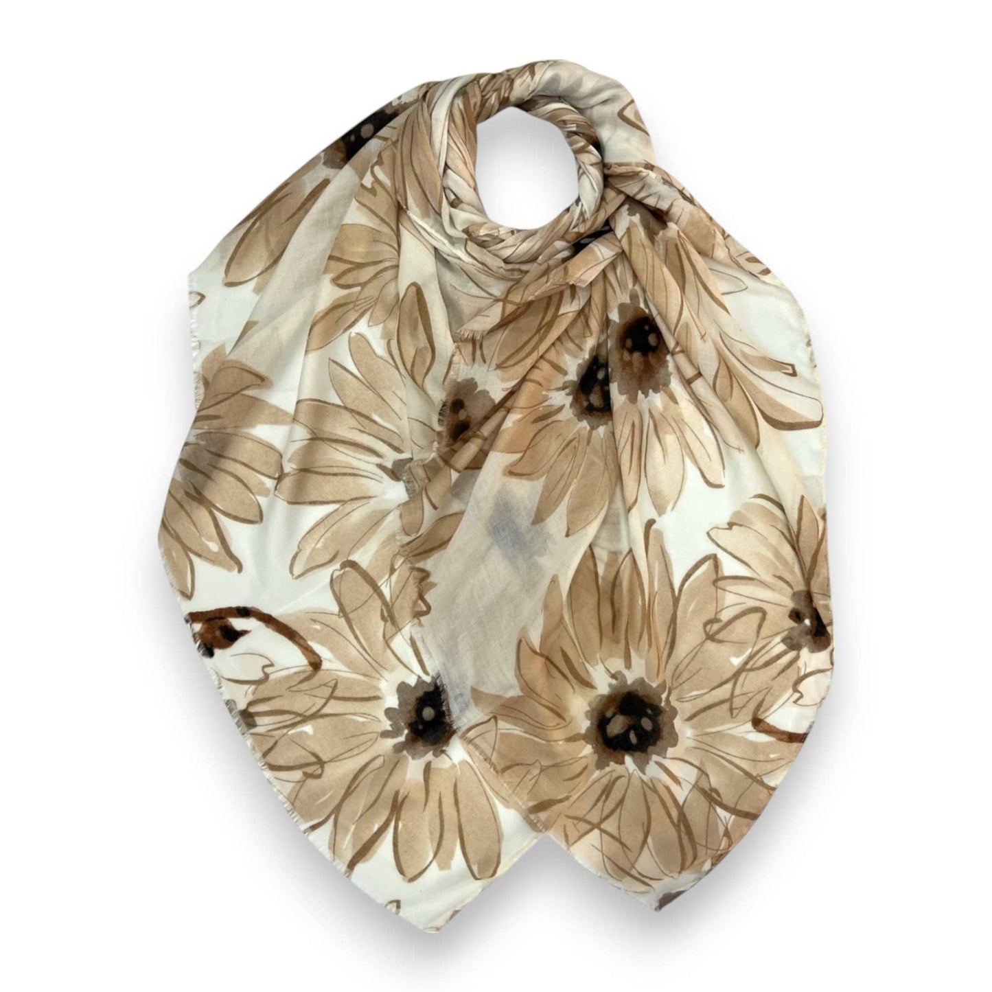 Lili Scarves - Big Daisy Print Scarf: Green