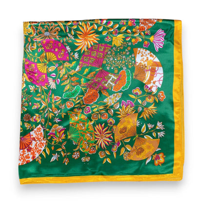 Lili Scarves - Butterfly Pattern Silk Touch Square Scarf: Navy