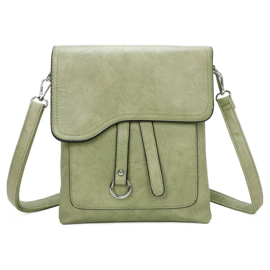 Medium Size 3 Compartment Cross Body  Shoulder Bag: Green