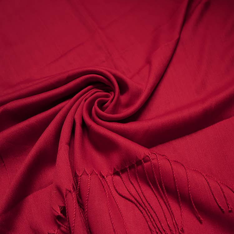 London Scarves - Plain cotton blend pashmina with tassels: Black A16